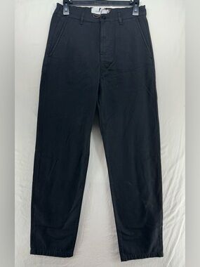 Coach Men's Flat Front Chino Khaki Black Logo Straight Leg Size XS